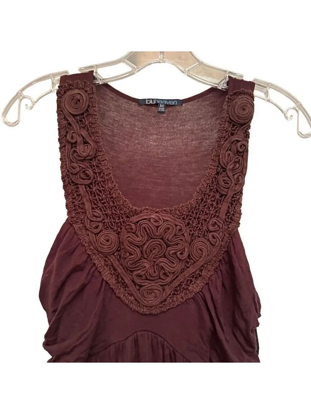 Bluheaven Embroidered Racerback Brown Tank Dress - size M